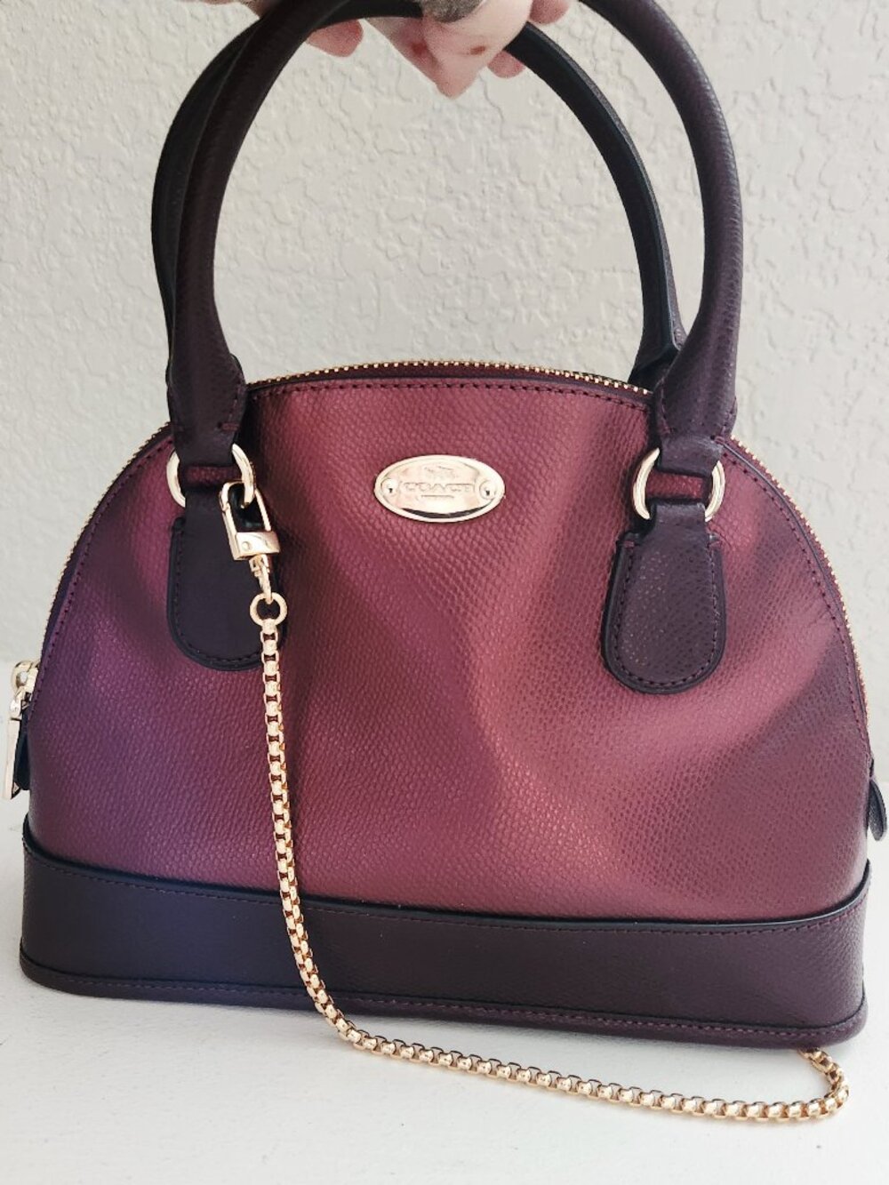 Like New Coach Two-Tone Metallic Crossbody Bag Satchel Purse